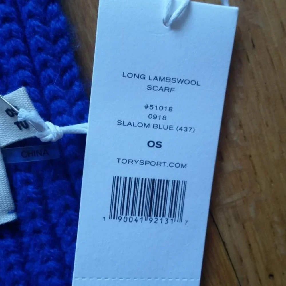 Tory Burch Royal Blue Ribbed Knit Scarf